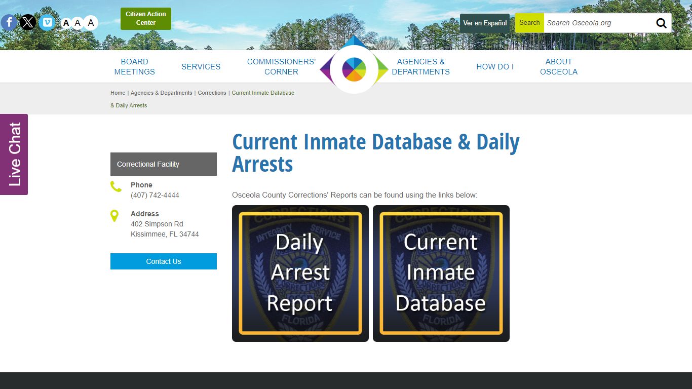 Current Inmate Database & Daily Arrests - Osceola County, Florida